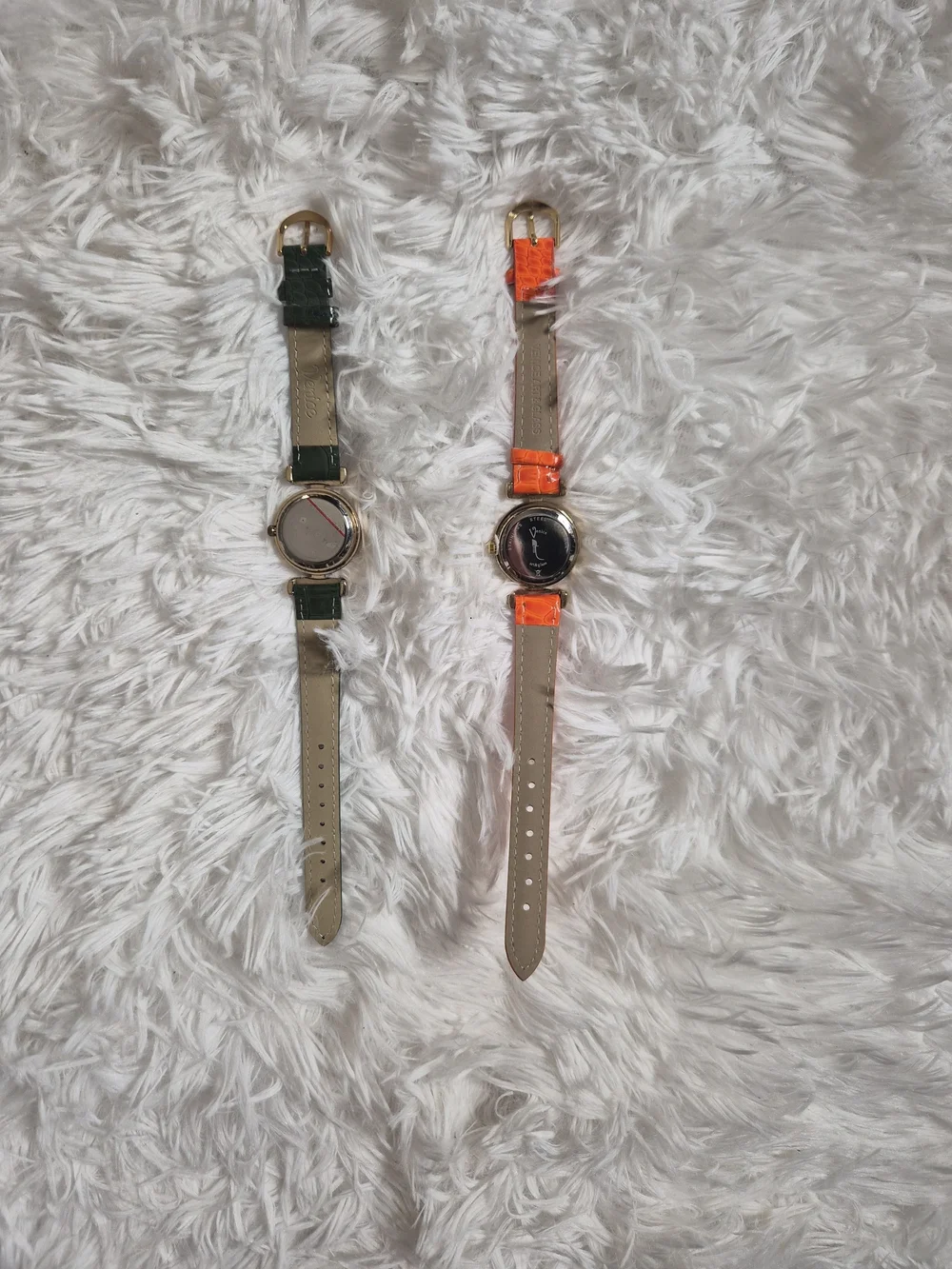 Womens Venice Watch Bundle Duo Set Green Orange Band Gold Tone Art And Glass Art